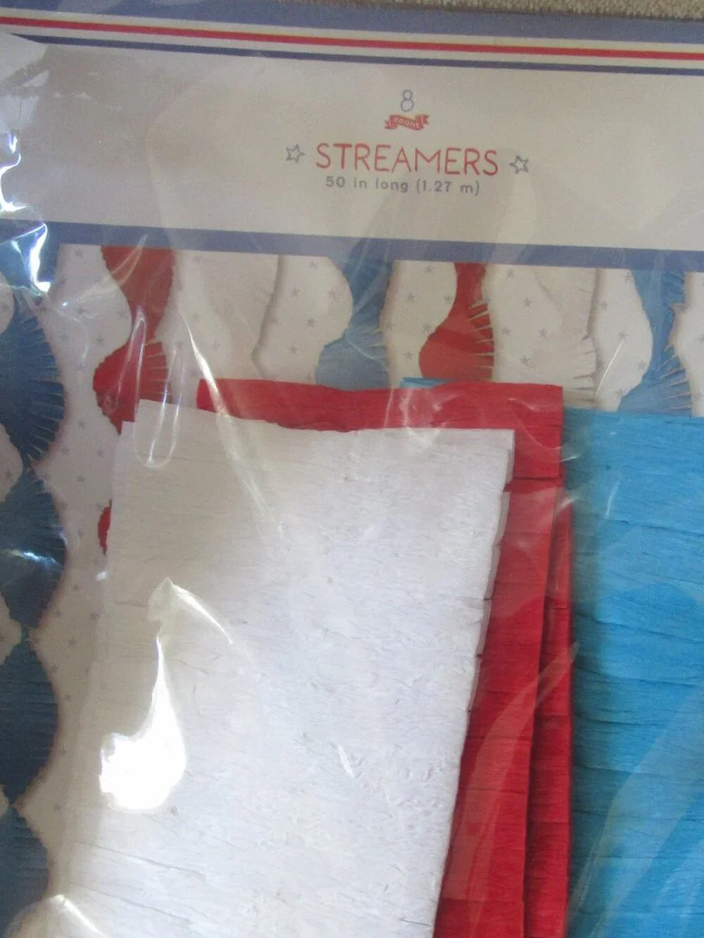New USA patriotic 4th party decorations; streamers & silver 